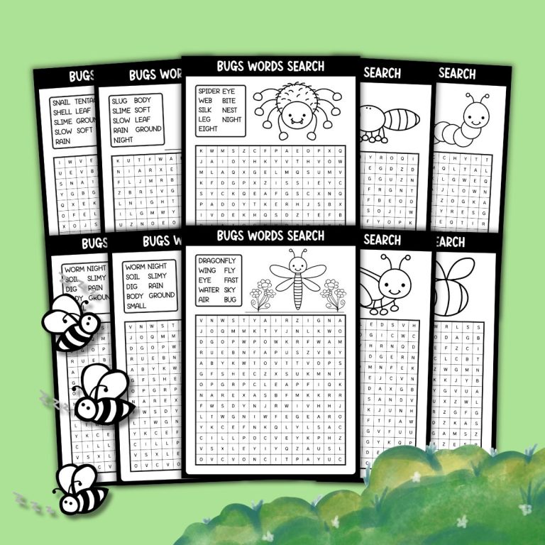 Free Bugs Word Search Printables for Kids