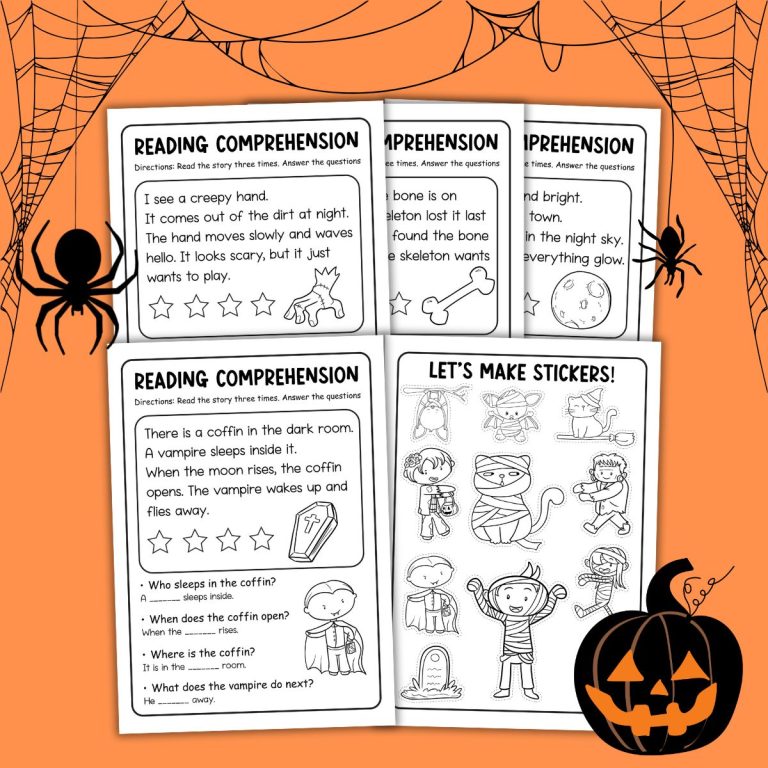 Free Halloween Reading Comprehension Worksheets for Kids