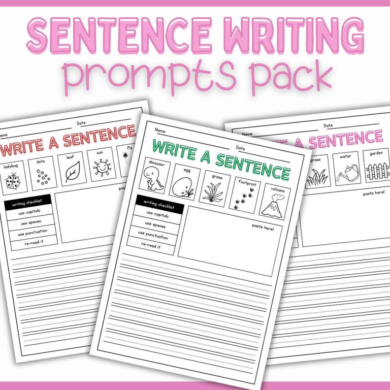 Picture Prompt Sentence Writing Worksheets