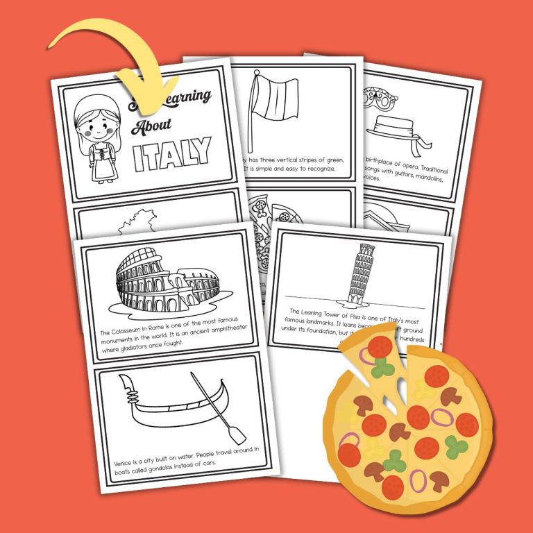 Free Italy Country Study Worksheets for Kids